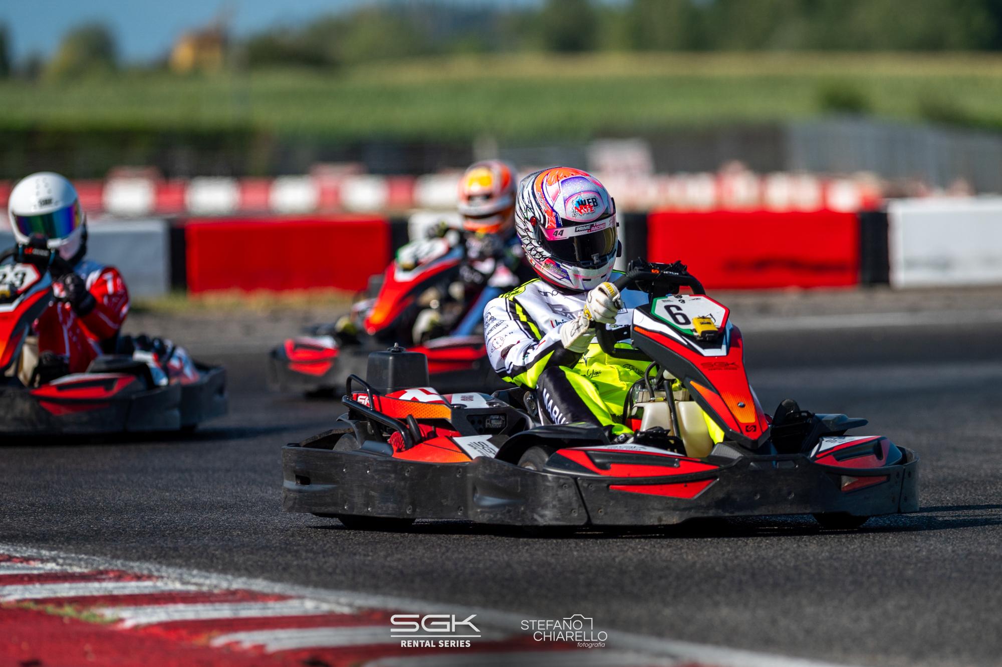 Eros Marucchi di PRIME Racing in gara in un campionato di karting rental
