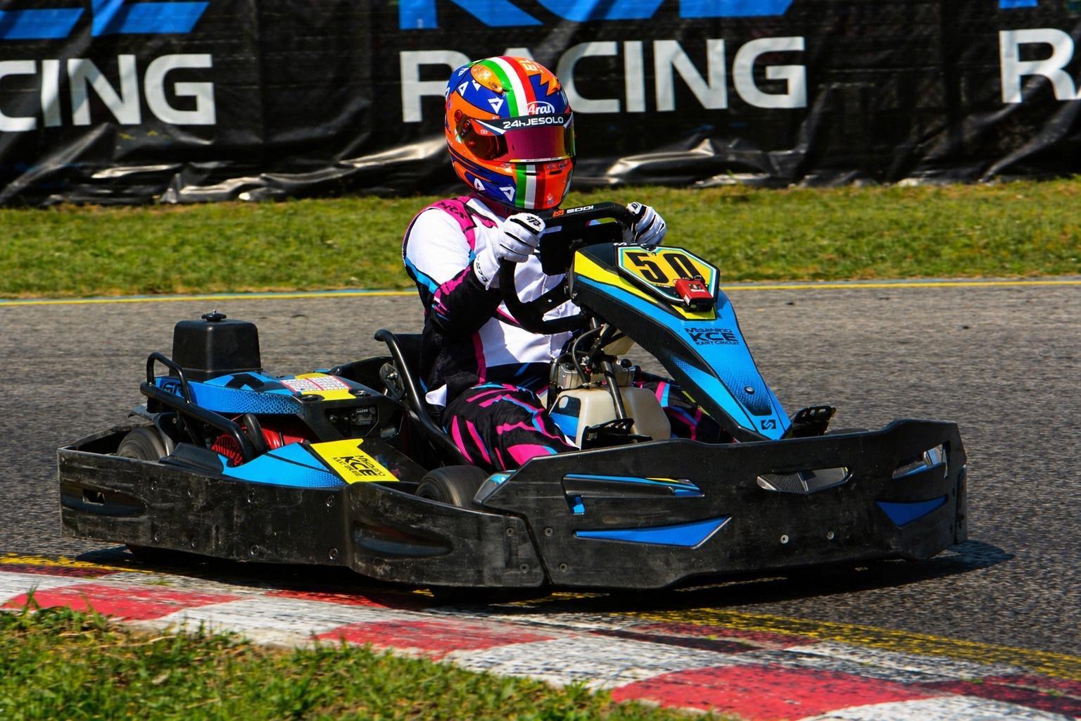 Angel Naso di PRIME Racing in pista con il kart numero 50